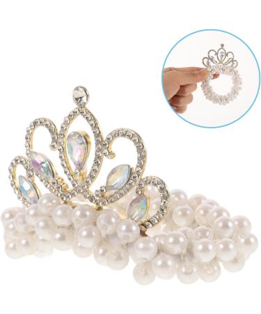 TOVINANNA Crown Pearl Hair Tie Beaded Fashion Elastic Hair Scrunchies Fancy Ponytail Holder Princess Hair Accessories for Women Girls - Buy Online on GoSupps.com