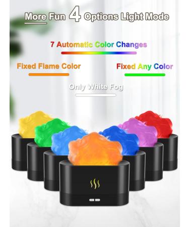 Colorful Flame Diffuser - Noiseless 7-Color Essential Oil Humidifier 180ml Upgraded Fire Design Auto Shut-Off for Home & Room - Buy Online on GoSupps.com
