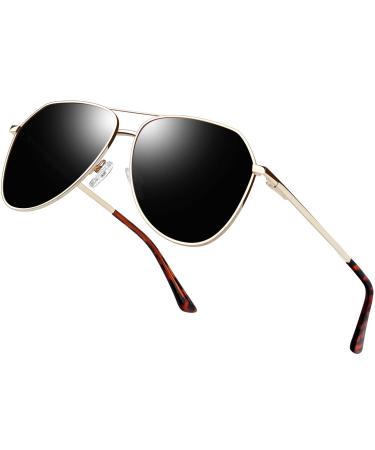 Joopin Polarised Sunglasses Mens UV Protection Al-Mg Metal Frame Double Bridge Aviation Sunglasses for Men Women Sun Glasses for Driving B02-gold/Black