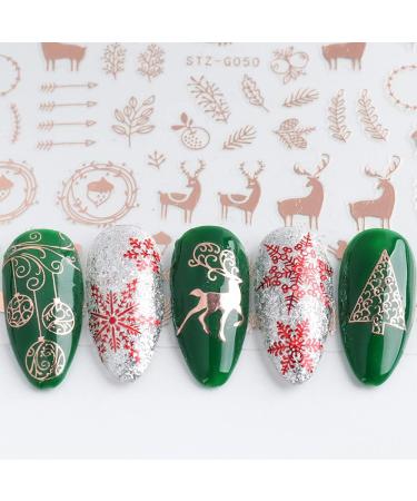 Christmas Nail Stickers 9 Sheets Self-Adhesive Nail Decal Snowflake Snowman Santa Claus Tree Elk Rose Gold Winter Nail Art Decoration Design Supplies - Buy Online on GoSupps.com