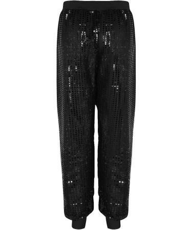 XUNZOO Women's Sparkly Sequin Sweatpants Jogger Pants | Hip Hop Dance Costume Bottom | Black 3X-Large - Buy Online on GoSupps.com
