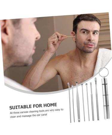 7 Piece Silver Stainless Steel Ear Scoop Set with Rotating Spring for Ear Wax Removal - Buy Online on GoSupps.com