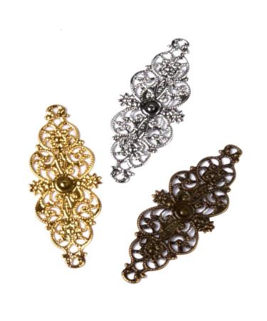 Metal Hair Clips 36pcs Filigree Pendant Charms Metal Laminate Decoration DIY Jewelry Craft Making Accessories for Hairpin Jewelry
