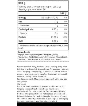 Prozis PeptiPlus - Hydrolyzed Collagen Protein 900g Lemon - Buy Online on GoSupps.com