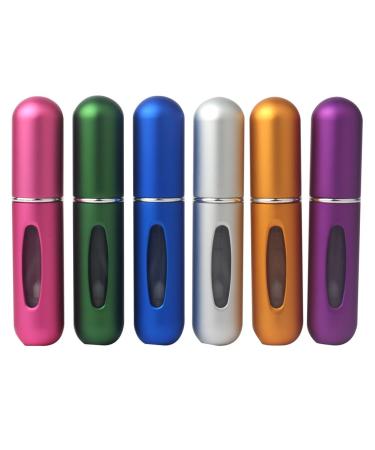XYZ 6 Pack 5ml Colorfull Mini Refillable Perfume Atomizer Empty Perfume Bottle for Travel Spray Scent Pump Case (Multicolor2)