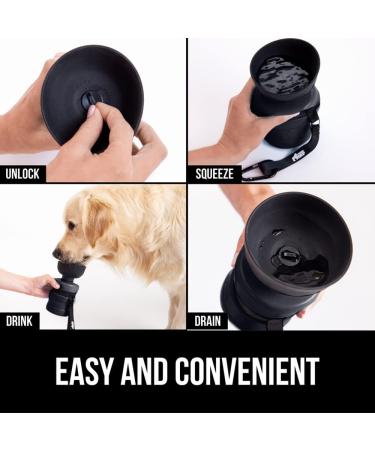 Gorilla Grip Portable Dog Water Bottle - Leak Proof 20oz Silicone Dispenser for Puppy Walks, Travel, Hiking - Keep Pets Hydrated on the Go - Black - Buy Online on GoSupps.com