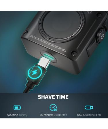 Mini Electric Shaver for Men - Kongeeker M32 Travel Shaver | Compact USB-C Rechargeable Ideal for Quick Touch-Ups & 1/2/3 Day Beard - Black - Buy Online on GoSupps.com