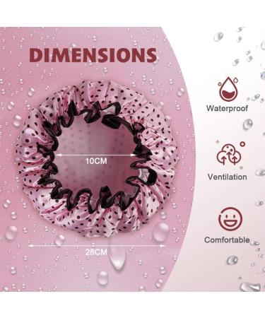 AOOWU Shower Caps 2 Pack Waterproof Bath Caps Large Reusable Shower Hats Elastic Band Double Layers Hair Bath Caps with Soft Ruffled Edge for Women Girls Ladies Spa Salon Home Use 2 Pcs Bowknot+Dots - Buy Online on GoSupps.com