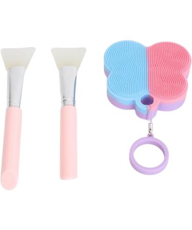 Qukaim Silicone Face Scrubber Facial Mask Brush Silicone Face Scrubber Set with Facial Mask Brush Blue Pink Skincare Tools Hanging Ring. - Buy Online on GoSupps.com