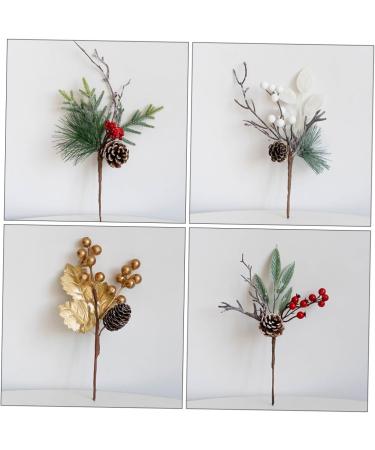 ABOOFAN 12 Pcs Christmas Decoration Christmas Tree Ornament Faux Pine Picks Artificial Pine Picks Pine Cone Stems Christmas Simulated Branches Bouquet Branch Plastic Pine Cones Red Fruit - Buy Online on GoSupps.com