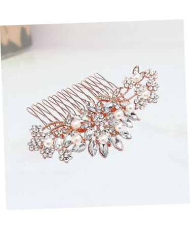 Didiseaon 1pc Hair Scrunchie Chiffon Hair Side Comb Gold Hair Comb Clip Hair Jewelry for Wedding Crystal Hair Comb Jeweled Hair Combs Pearl Hair Comb Veil Hair Comb Flowers Rose Gold Bride - Buy Online on GoSupps.com