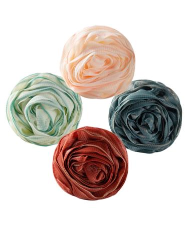 Housoutil 4pcs Rose Bath Ball Loofah Sponge Body Wash Pouf Shower Sponge Loufa Puff Scrubber African Exfoliating Net Bathing Mesh Pouf Bath Scrub Bath Loofahs Shower Ball Pe Man Cute