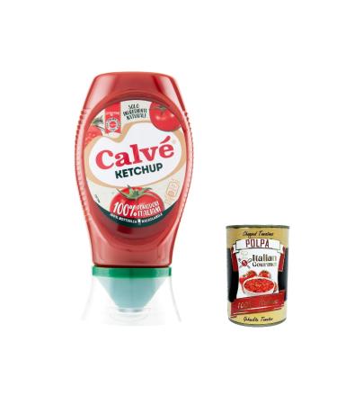Calv Ketchup Ketchup 100% Italian Tomato Ketchup 250ml + Italian Gourmet Polpa 400g (Pack of 6)