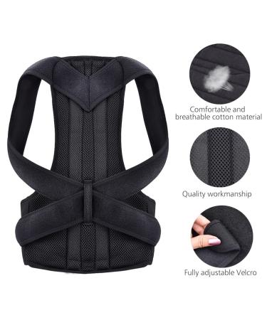 Adjustable posture corrector shoulder and correction spine posture fixed belt (black M) (Black M) - Buy Online on GoSupps.com