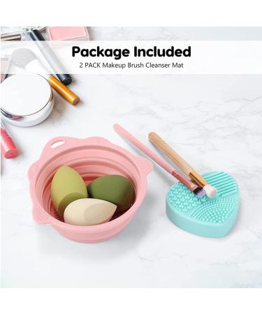 Makeup Brushes Cleaner Foldable Portable Makeup Brush Cleaning Bowl with Silicone Cleaning Mat sy to Clean the Makeup Brush Powder Puff Sponge - Buy Online on GoSupps.com