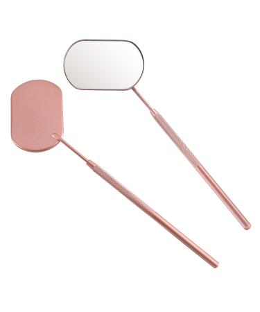 Pretty memory Lash Mirror  Stainless Steel Makeup Mirror  Eyelash Extensions Accessories for Lash Extension Supplies  2.2Inch(Rose Gold) Pink
