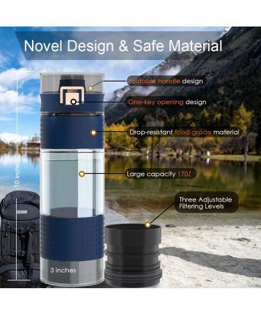 Gosoit UV Outdoor Water Filter Bottle | Camping Survival Water Cleaner for Hiking & Travel - Blue - Buy Online on GoSupps.com