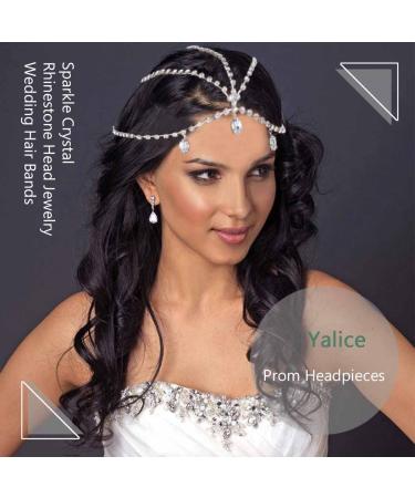 Yalice Rhinestone Layered Head Chain - Sparkly Bridal Headpieces for Women and Girls (Silver) - Buy Online on GoSupps.com