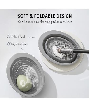 2 Pack Silicon Makeup Brush Cleaner Mat & Bowl Scrubber - Portable Washing Tool for Brushes, Sponges & Puffs (Gray & Pink) - Buy Online on GoSupps.com
