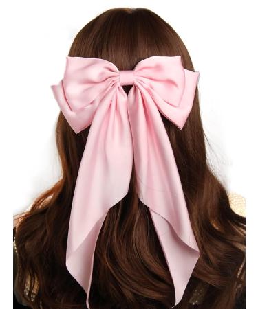 Shop Large Monochrome Hair Loops for Women - Satin Ribbon Clips in Navy & Pink | Stylish Hair Accessories (2 Pack) - Buy Online on GoSupps.com