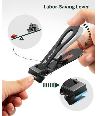 VANWIN 16mm Wide Jaw Opening Toenail Clippers for Thick Nails - Straight Blades, Heavy Duty Nail Cutter with File - Ideal for Seniors Men Women - Black - Buy Online on GoSupps.com