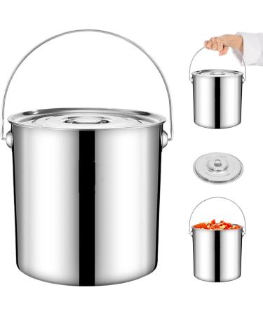 Stainless Steel Bucket 11.5L Metal Bucket with Lid & Handle Leak-Proof Large Bucket for Food Rice Flour Water Oil Indoor Outdoor Use Buckets with Handles - Buy Online on GoSupps.com