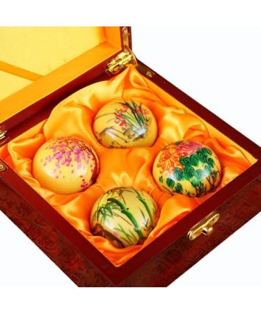 Baoding balls massage ball set baoding balls for adults exercise balls hand massage balls hand-painted plum orchid bamboo chrysanthema chinese health exercise stressful balls hand e