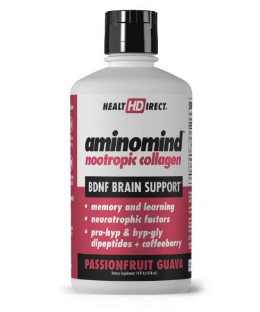 HEALTH DIRECT - AminoMind - Nootropic Collagen Supplement for Brain Health and BDNF - Pro-Hyp & Hyp-Gly Dipeptides Coffeeberry Antioxidants - Passionfruit Guava - 14 Fl Oz (28 Servings)