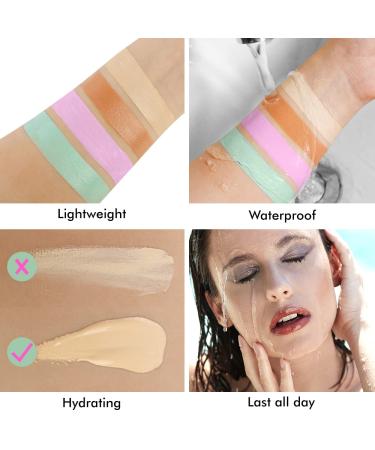 4 Pcs Color Corrector & Full Coverage Liquid Concealer Set | Moisturizing Lightweight Formula | Waterproof Green & Purple Correcting Concealer for Dark Circles & Dry Skin - Buy Online on GoSupps.com