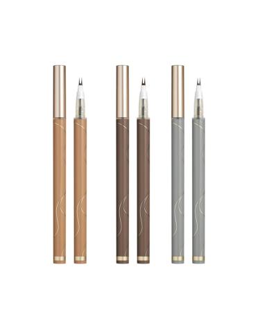 Dual-tip Lower Eyelash Pencil, 3 in 1 Waterproof Liquid Eyebrow Pencil, Lying Silkworm Pen, Quick-drying Slim Eyeliner with Micro-forked Tip (Mix)