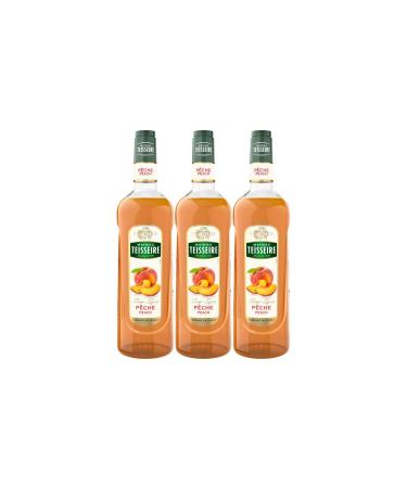 Mathieu Teisseire Peach Syrups for Beverages Lemonades Soft Drinks Tea Cocktails with or without Alcohol 3 Bottles of 1L