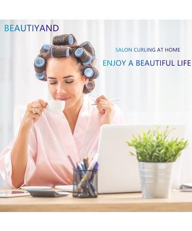 48 Pack Jumbo Self Grip Hair Rollers for Long Hair - Velcro Rollers with Clips & Comb - Blue - Buy Online on GoSupps.com