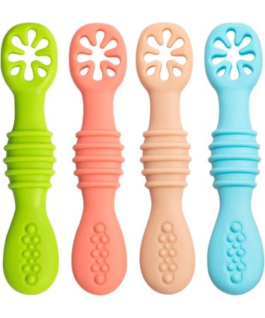 Babyl Open Baby Learning Spoon Set - 100% Soft Silicone BPA Free Feeding Utensils for Infants & Toddlers (4PCs) - Ideal for 4 Months+ - Buy Online on GoSupps.com
