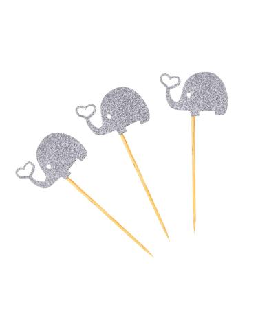 Garneck 3pcs Elephant Cupcake Toppers Cupcake Picks Cocktail Picks Appetizers Picks Food Gold Glitter Toppers Topper Heart Glitter Fruit Glitter Cupcake Toppers Earth Tones Insert Card Silver medium