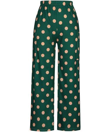 BOXIACEY Women's Fall 2022 Hippie Print Palazzo Pants - Large Green | Boho Trousers with Pocket, Casual Loose Fit, Cozy Wide Leg - Buy Online on GoSupps.com