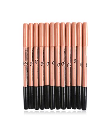 miduoidn 12 Pieces Eye Brown Pencil Double-headed Eyes Liner Concealer Pen Set Smudge-proof Make Up Presents for Professionals Brown Beige