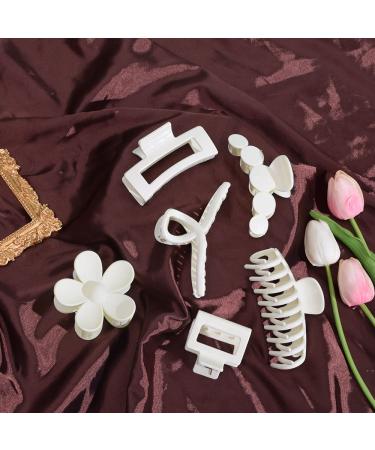 6Pcs Large Nonslip Hair Claw Clips for Women - White | Cute Jaw Hair Claws Barrettes for Thin Hair | Ponytail Holder & Hair Accessory - Buy Online on GoSupps.com