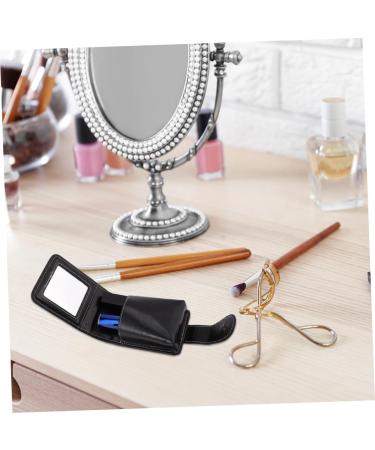 Small Lipstick Pouch - Leather Lipstick Organizer & Mini Cosmetic Bag with Mirror - Travel Size Makeup Case for Purse - Black 10x7x3cm - Buy Online on GoSupps.com