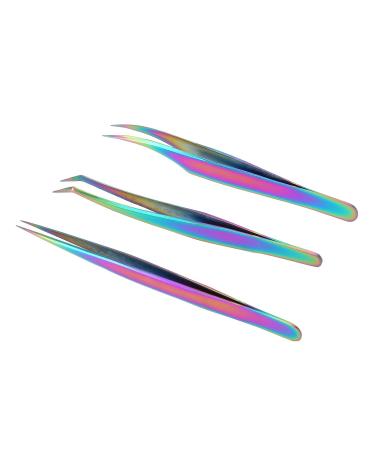 Professional Stainless Steel Eyelash Tweezers Set - 3-Part Kit for Precise Lash Application & Hair Transplant Tools with Box - Buy Online on GoSupps.com