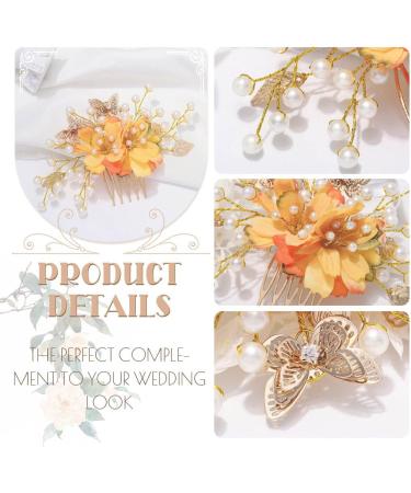 IYOU Bridal Wedding Hair Comb Gold Daisy Flower Headpiece Leaf Bridesmaid Bride Hair Accessories for Women and Girls - Buy Online on GoSupps.com