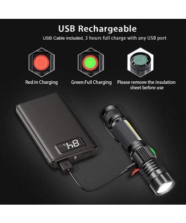 USB Rechargeable Magnetic LED Flashlight 2000LM - Waterproof, Zoomable, Super Bright Tactical Flashlight with Cob Sidelight - 2 Pack of Small LED Flashlights for Camping & Emergencies - Buy Online on GoSupps.com
