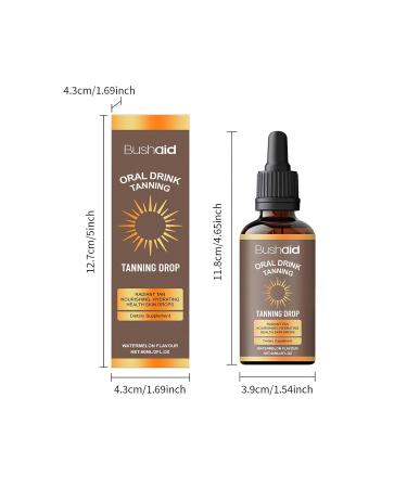 Bushaid Oral Drink Tanning Drops Radiant Tan Nourishing and Hydrating Health Skin Drops Watermelon Flavor 60ml/2fl oz Dietary Supplement - Buy Online on GoSupps.com