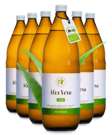 Mother Earth Products |100% bio aloe vera direct juice without additives |Pure inner gel of the aloe vera sheet for drinking1200mg/l Aloverosis | 6 x 1000ml