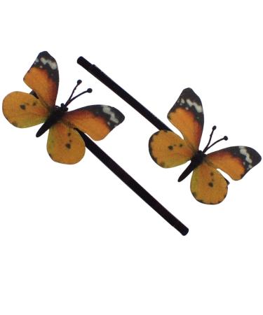 Topkids Accessories Beautiful Bejewelled Womens Hair Grips for Events Prom Bride or Flower Girl Womens Hair Clip Bobby Pins Kirby Grip Accessory Fabric Butterfly Orange