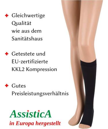 Buy Assistica Medical Compression Stockings - 23-32 mmHg Knee Socks for Women & Men Open Tip Class 2 Support Stockings - Medium (158-170 cm) - Black - Buy Online on GoSupps.com