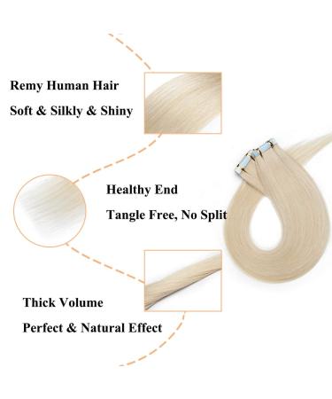 Elailite Invisible Tape In Extensions | Remy Real Human Hair | 20pcs 35cm #70 Bleached White Hair Extensions - Buy Online on GoSupps.com