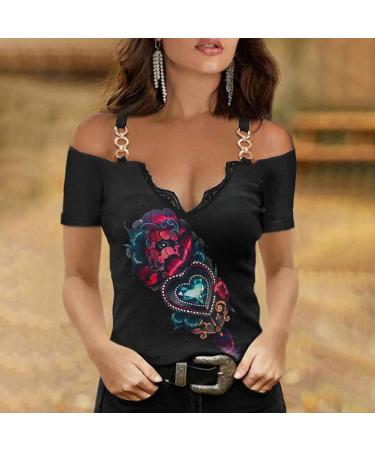 2023 Spring Women's Rose Print V-Neck Butterfly Camisole Top - Red Medium - Buy Online on GoSupps.com