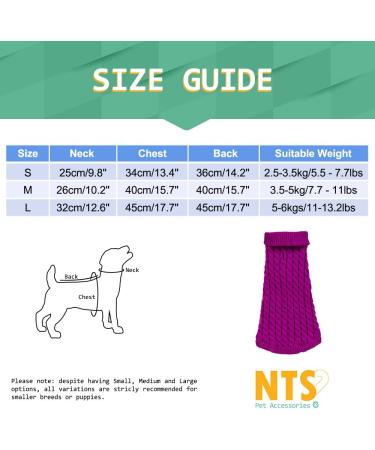 NTS Pets Small Dog Jumper | Cosy Turtleneck Puppy Jumper for Small Dogs | Purple Medium | 5 Colours, 3 Sizes - Buy Online on GoSupps.com