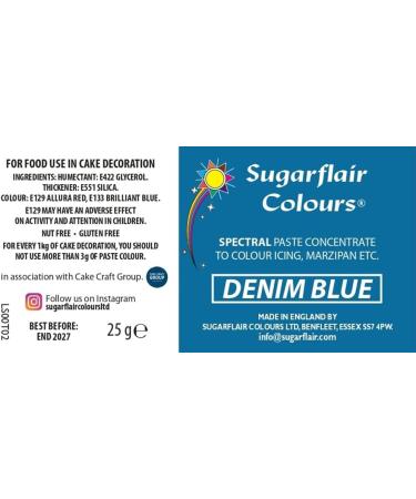 Sugarflair Denim Spectral Food Colouring Paste - 25g | Highly Concentrated Dye for Sugar Pastes, Buttercream, Royal Icing & Cake Mix | Vibrant Blue Shade - Buy Online on GoSupps.com