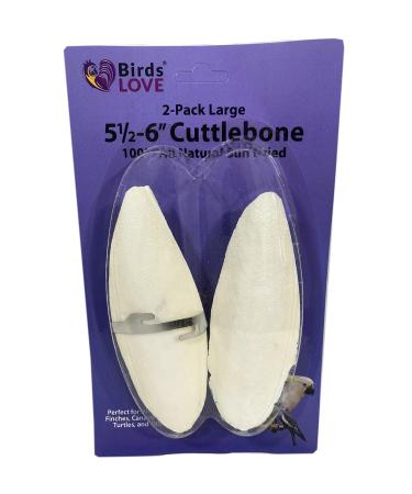 Birds LOVE Cuttlebone for Birds - Cuttlebone for Tortoise & Snails, Bird Cuttlebone for Parakeet & All Breeds, Calcium Block for Birds Alternative - Pack of 2 Cuttlefish Bone - Large, 5.5 to 6 Inches
